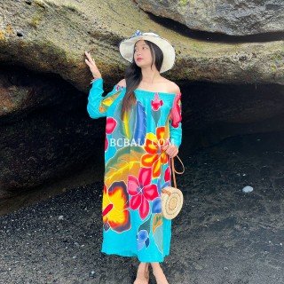 Rayon Dress Hand Painted Floral Design High Quality